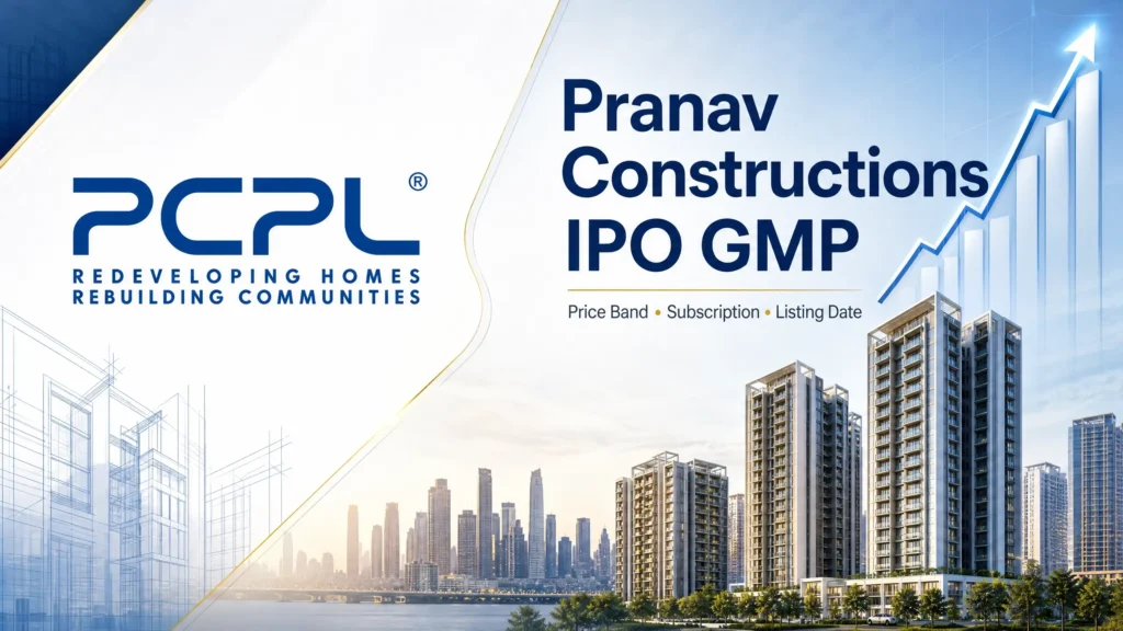 Pranav Constructions IPO GMP today chart showing price band Rs 118 to Rs 124 and grey market premium trend